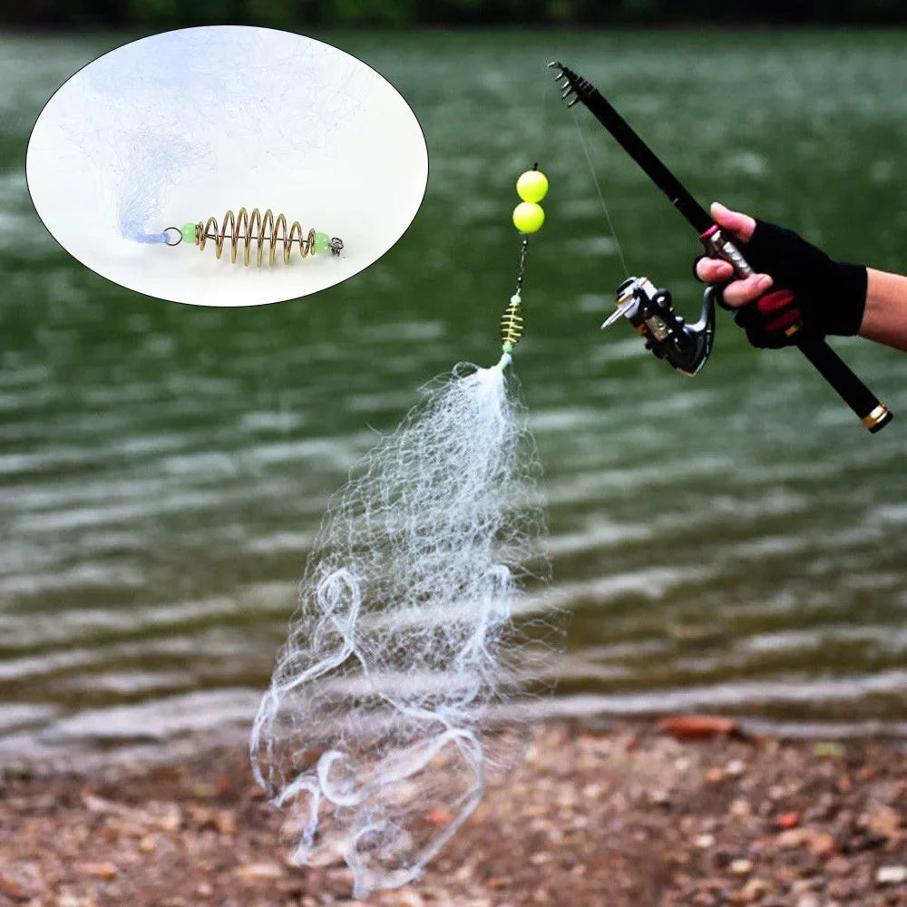 Luminous Bead Copper Spring Fishing Net – 4pcs Night Fishing