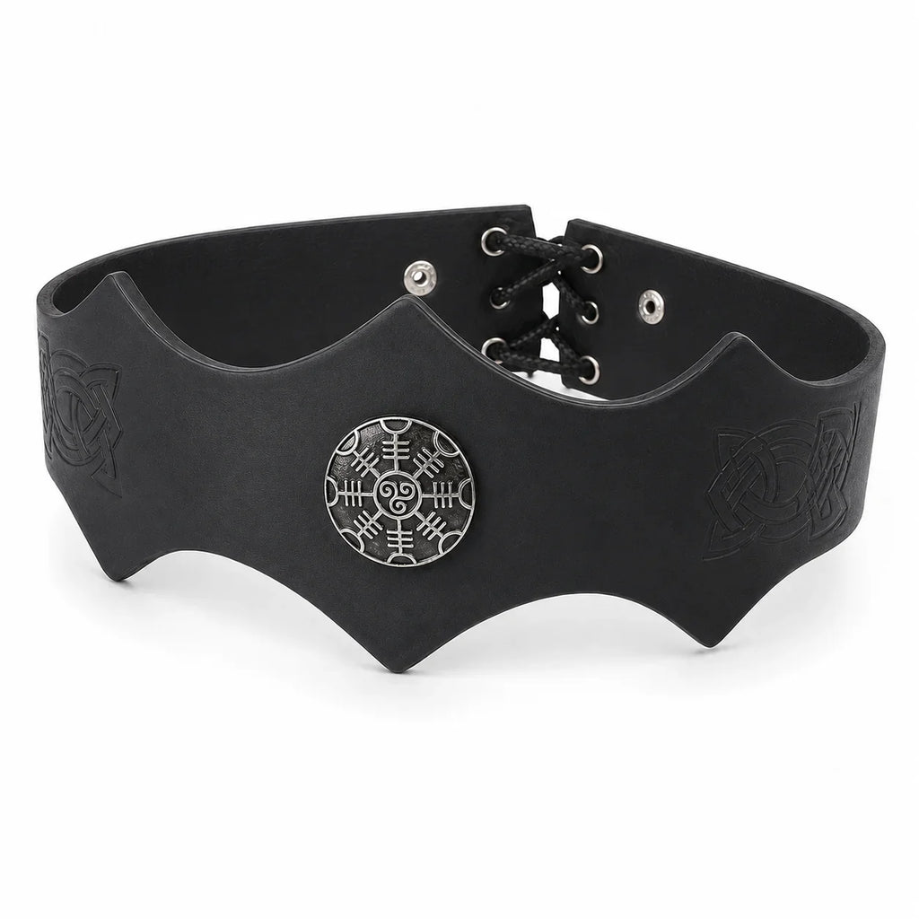 Viking Leather Headband Medieval Warrior Cosplay Belt Metal Rune