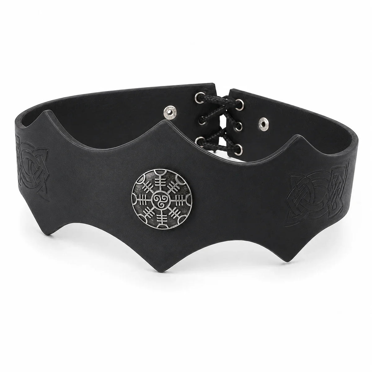 Viking Leather Headband Medieval Warrior Cosplay Belt Metal Rune