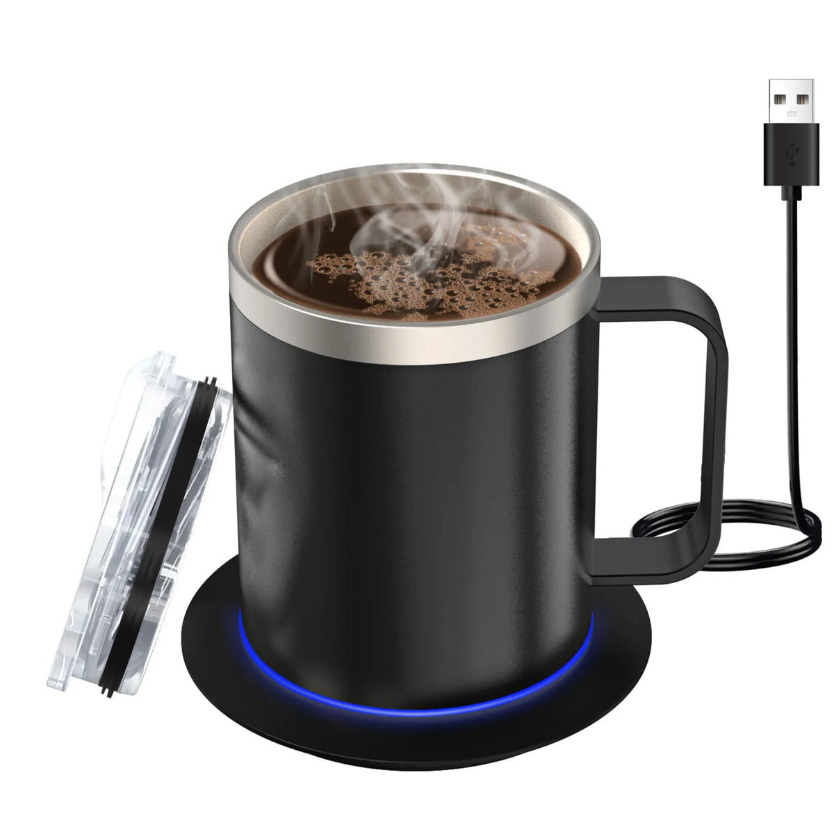 URGGU USB Heated Travel Mug 304 Stainless Steel 350ml 55°C
