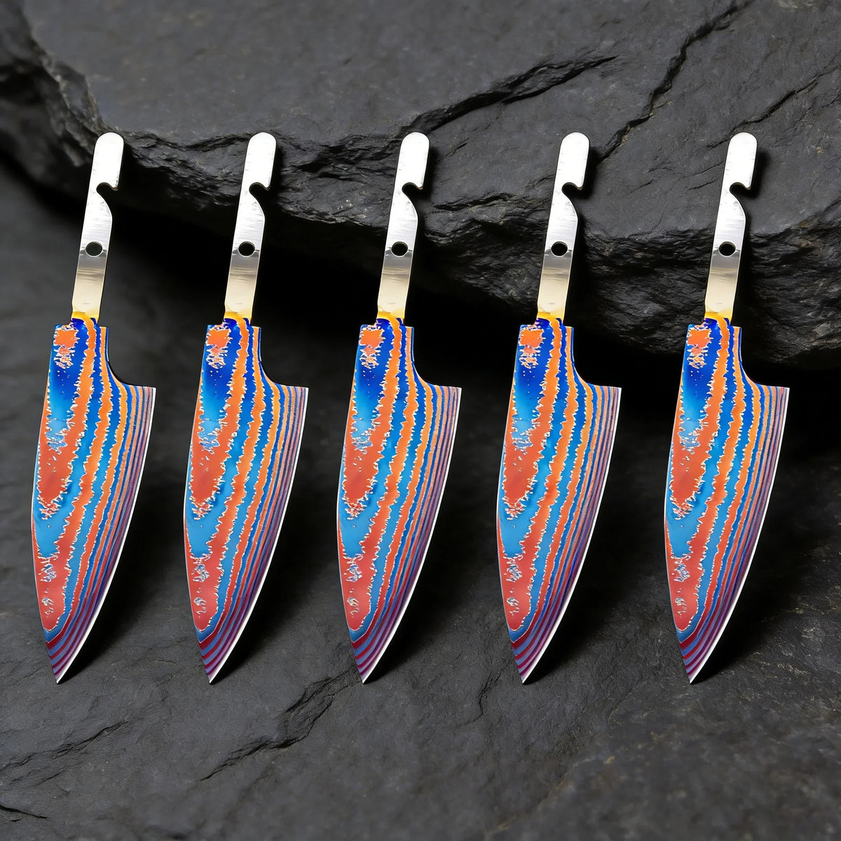 Hand Forged Titanium Damascus Blank Blade Fruit Knife – No Handle