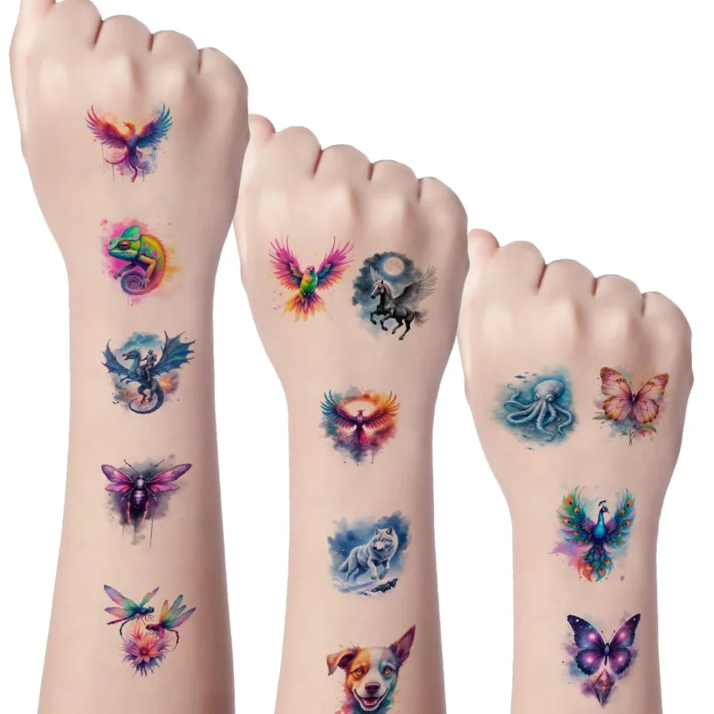 63pcs Waterproof Temporary Tattoo Stickers – Kids & Adults
