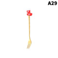Stainless Steel Christmas Dessert Spoons Cake Forks Cartoon Tree Elk