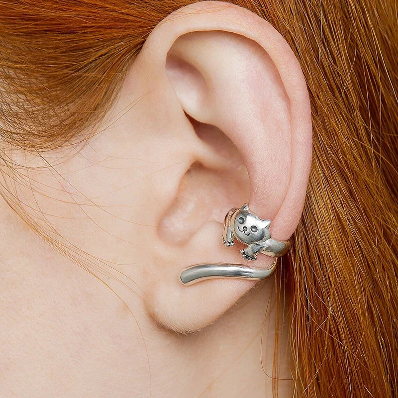 Huitan Cat Clip-On Ear Cuffs – Trendy Cartilage Earrings