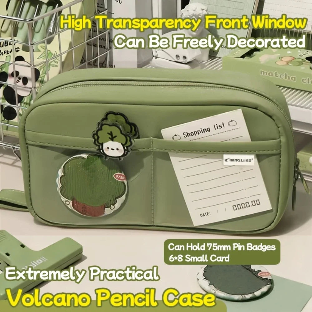 Volcano Pencil Case 3-Layer Compartment Stationery Organizer