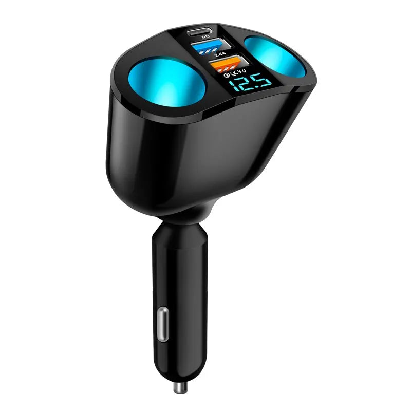 Dual-Port Car Charger Digital Display – QC3.0 & 2.4A 20W