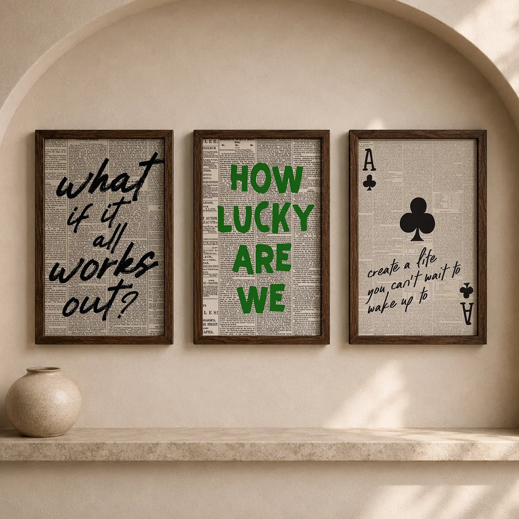 Motivational Quotes Canvas Wall Art – Minimalist Newspaper Print