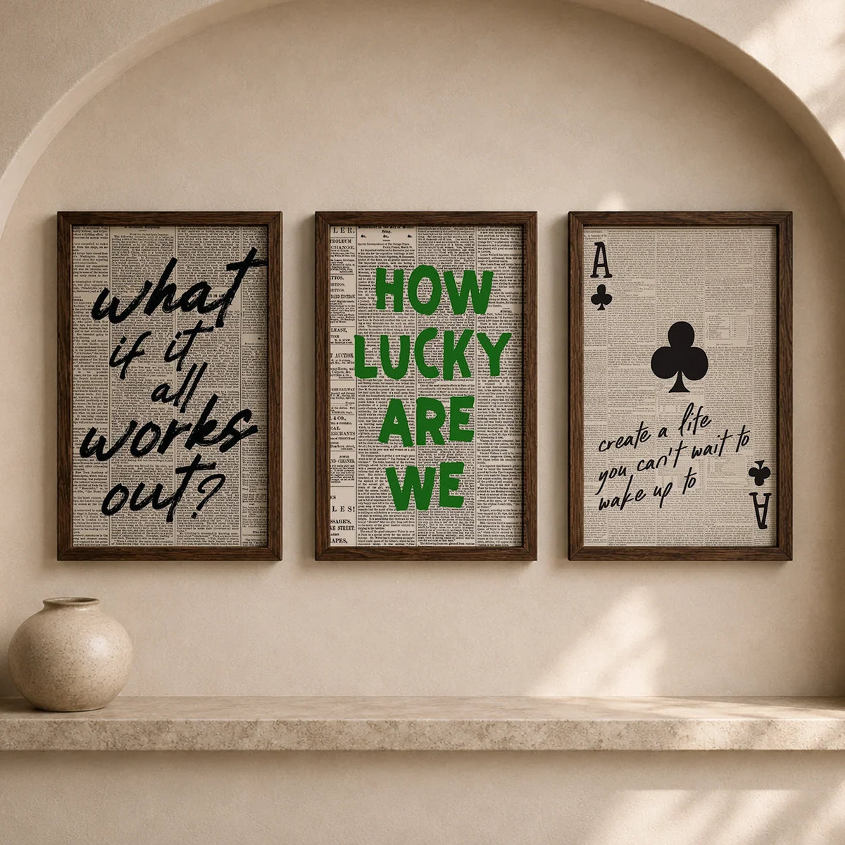Motivational Quotes Canvas Wall Art – Minimalist Newspaper Print