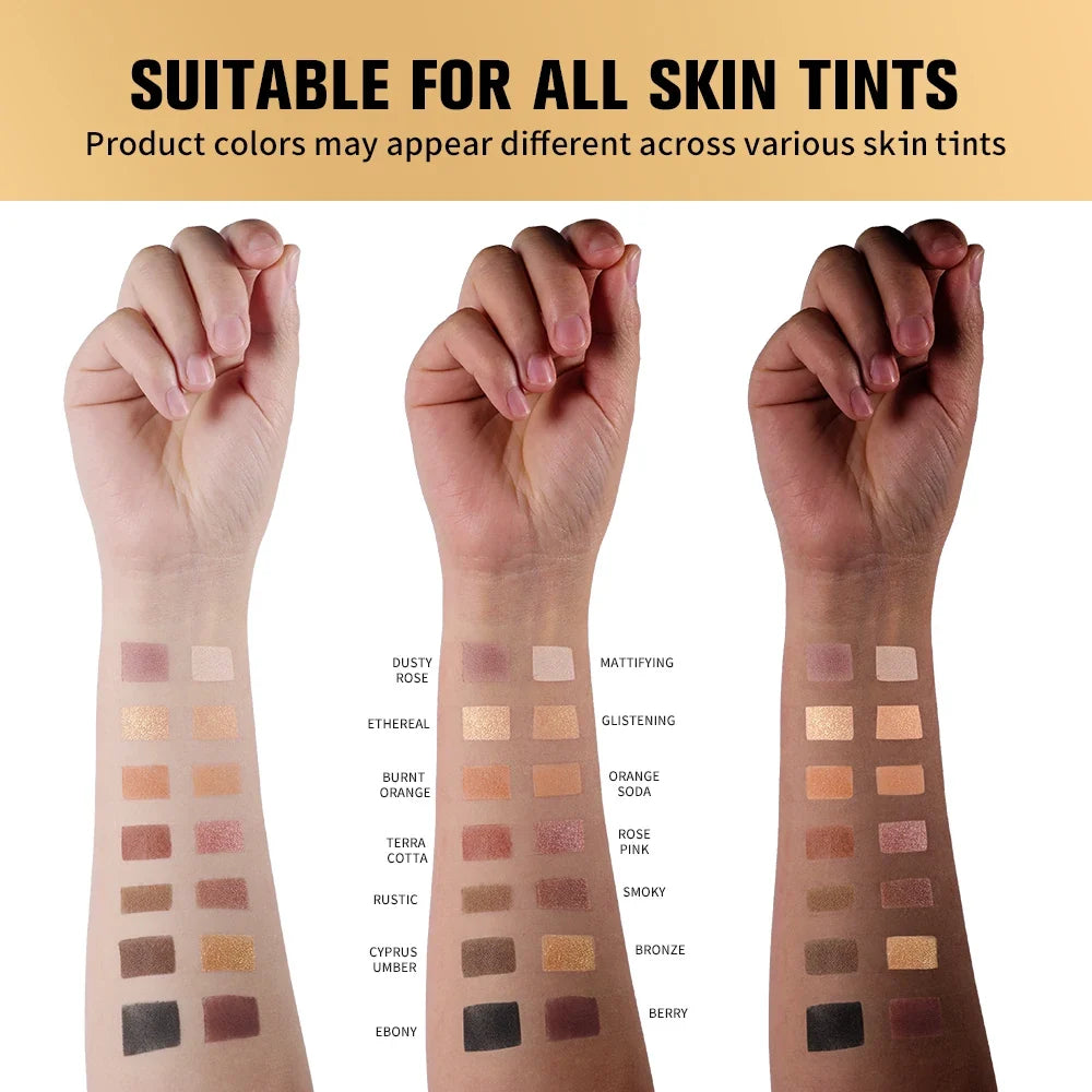 14-Color Eyeshadow Palette – Matte, Shimmer & Glitter | Lakerain