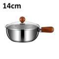 Korean Ramen Pot Lid Stainless Steel Wooden Handle Noodle Cooker 1-2