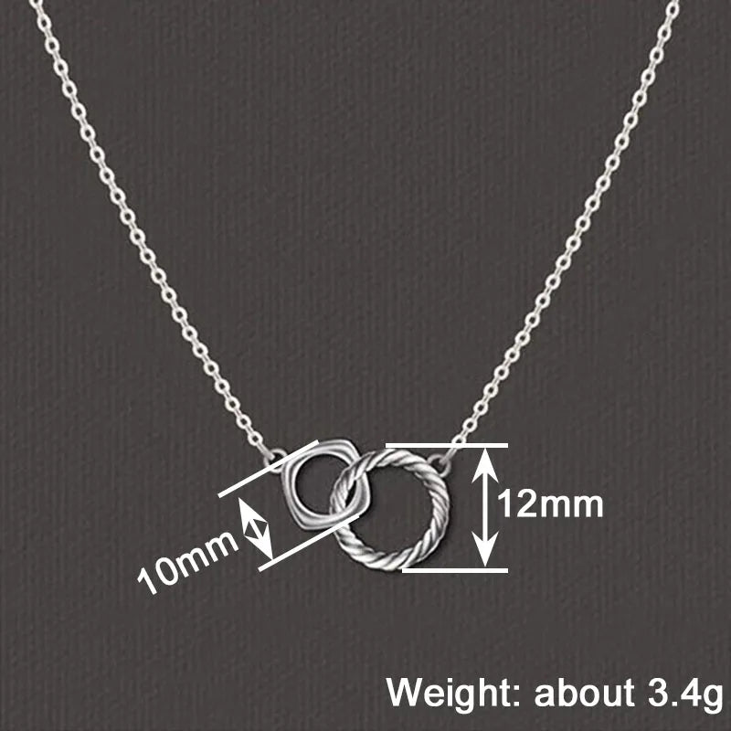 Huitan Linked Circle Pendant Necklace – Geometric Women's Jewelry