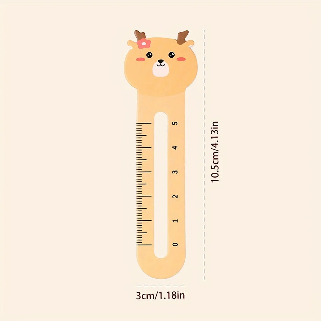 50-Pack Cartoon Animal Bookmarks Dual-purpose Rulers Office School