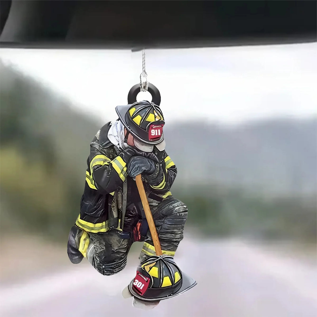 Firefighter Christmas Ornament Pendant with Lanyard | Holiday Decor