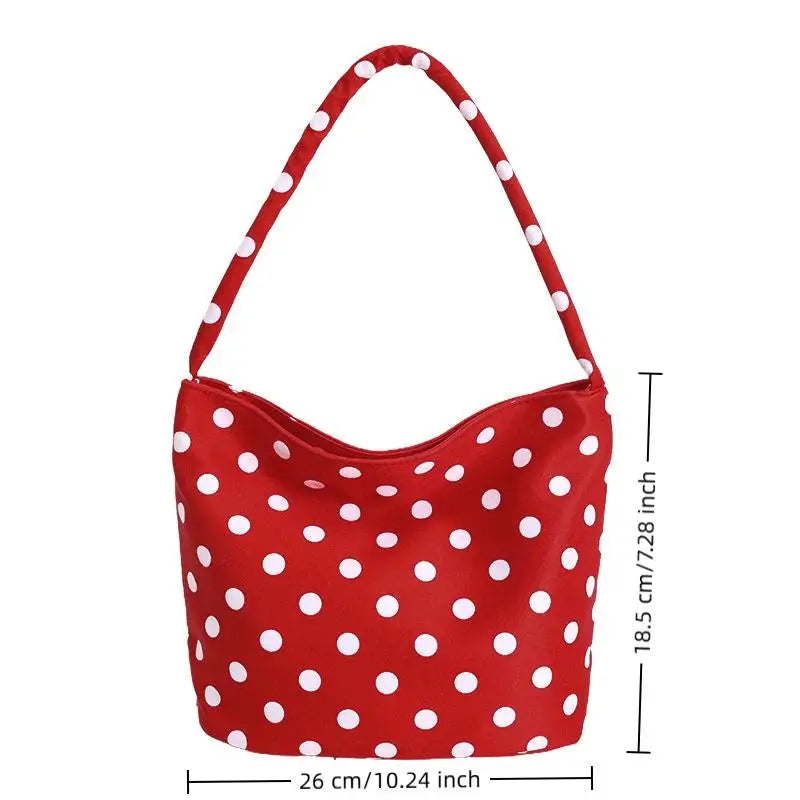 Oxford Polka Dot Tote Bag – Large Capacity Shoulder Bag Women
