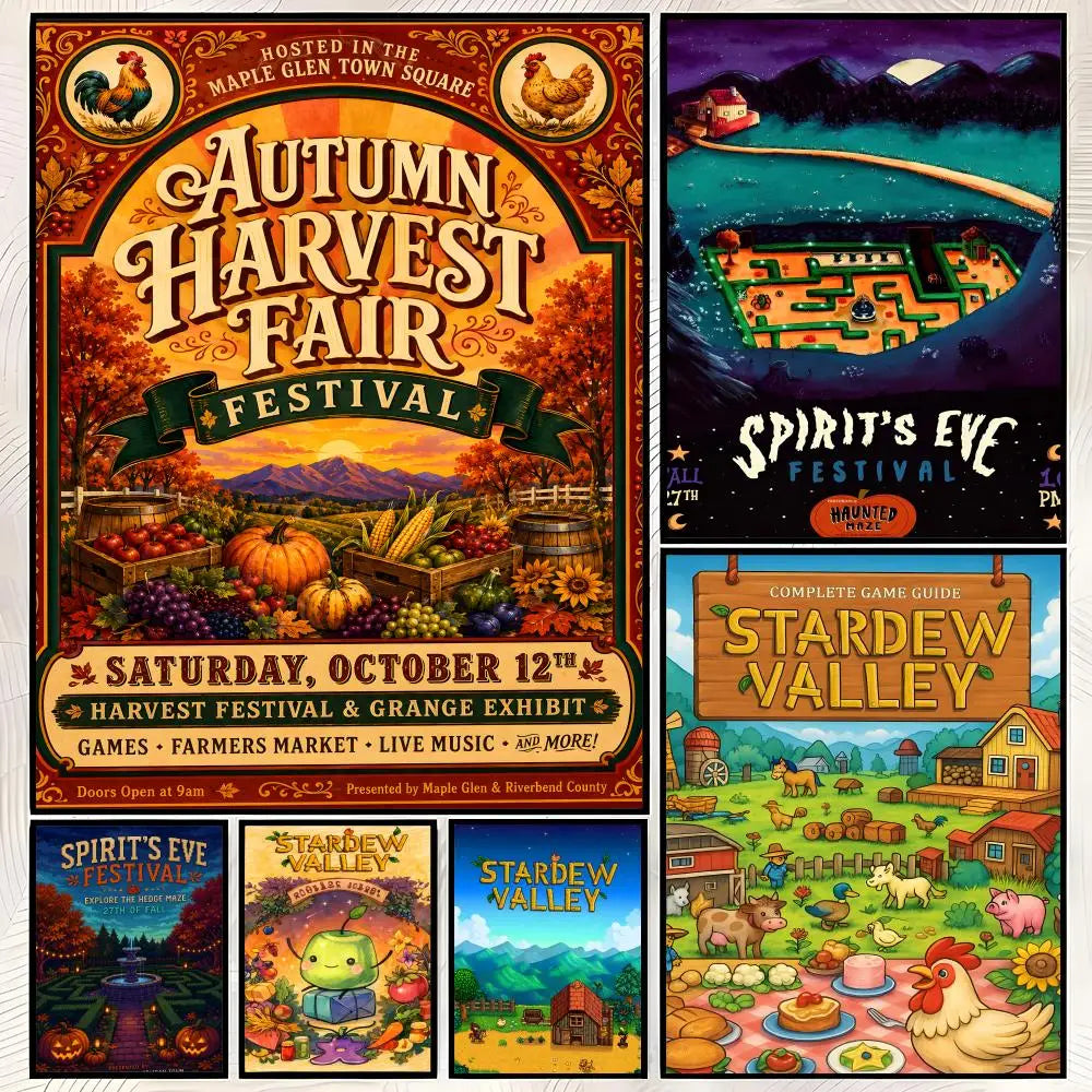 Stardew Valley Wall Poster – Self-Stick HD Waterproof Art