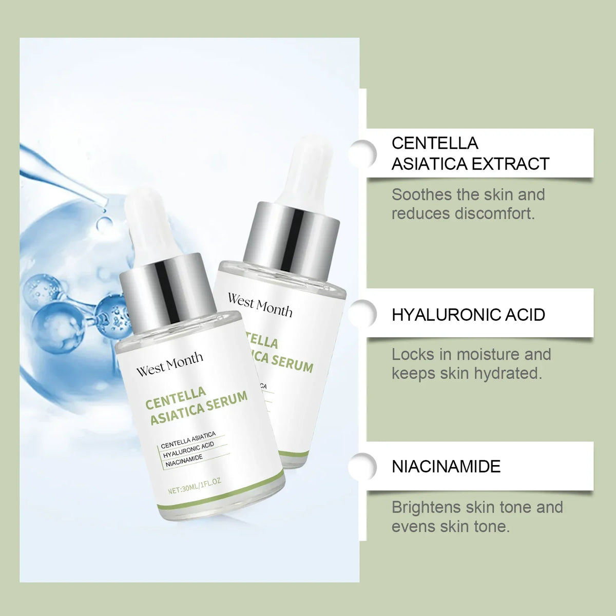 West Month Centella Asiatica Facial Serum | 30ml Hydrating Essence