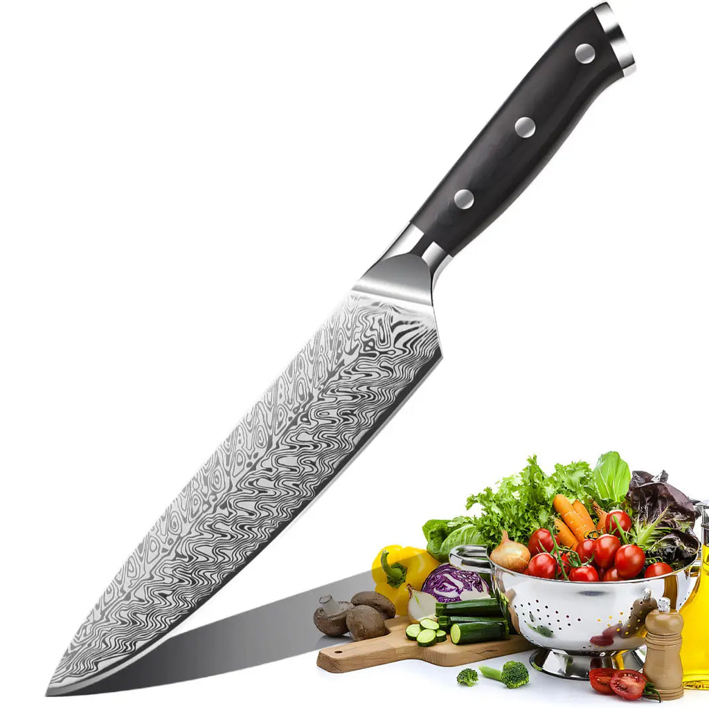 Damascus Steel Santoku Chef's Knife – Sharp Japanese Kitchen Knife