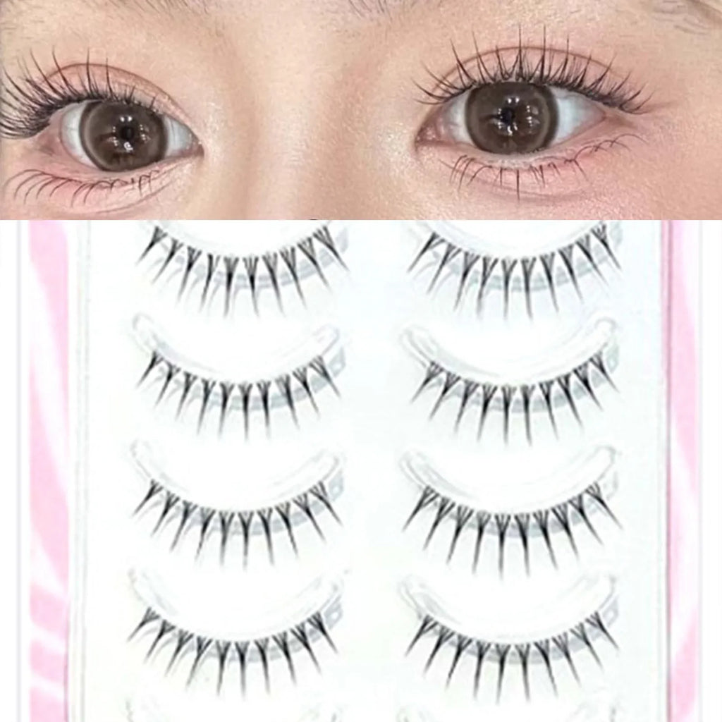 Korean Natural False Eyelashes 8-11mm K-Pop Strip Lashes 5 Pairs