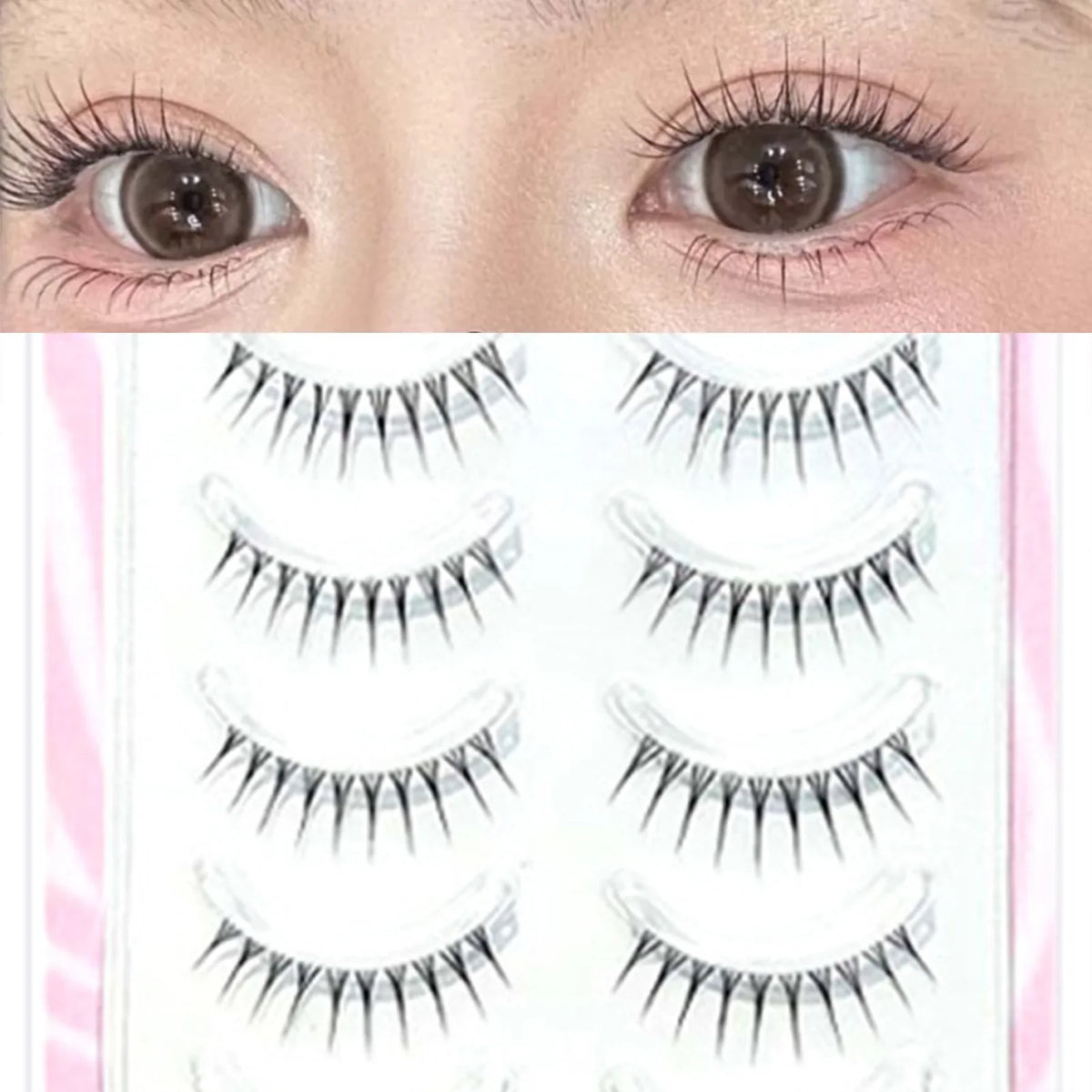 Korean Natural False Eyelashes 8-11mm K-Pop Strip Lashes 5 Pairs