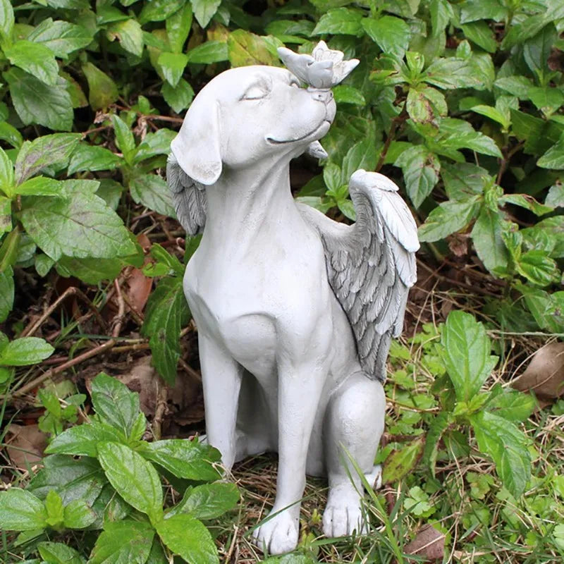 Resin Angel Dog & Cat Memorial Statue | Garden Sculpture