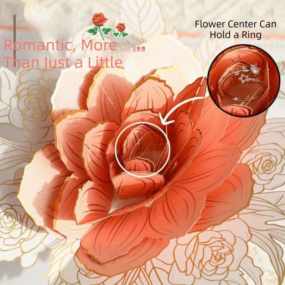Pop Up 3D Rose Flower Card with Envelope | Wedding & Gift
