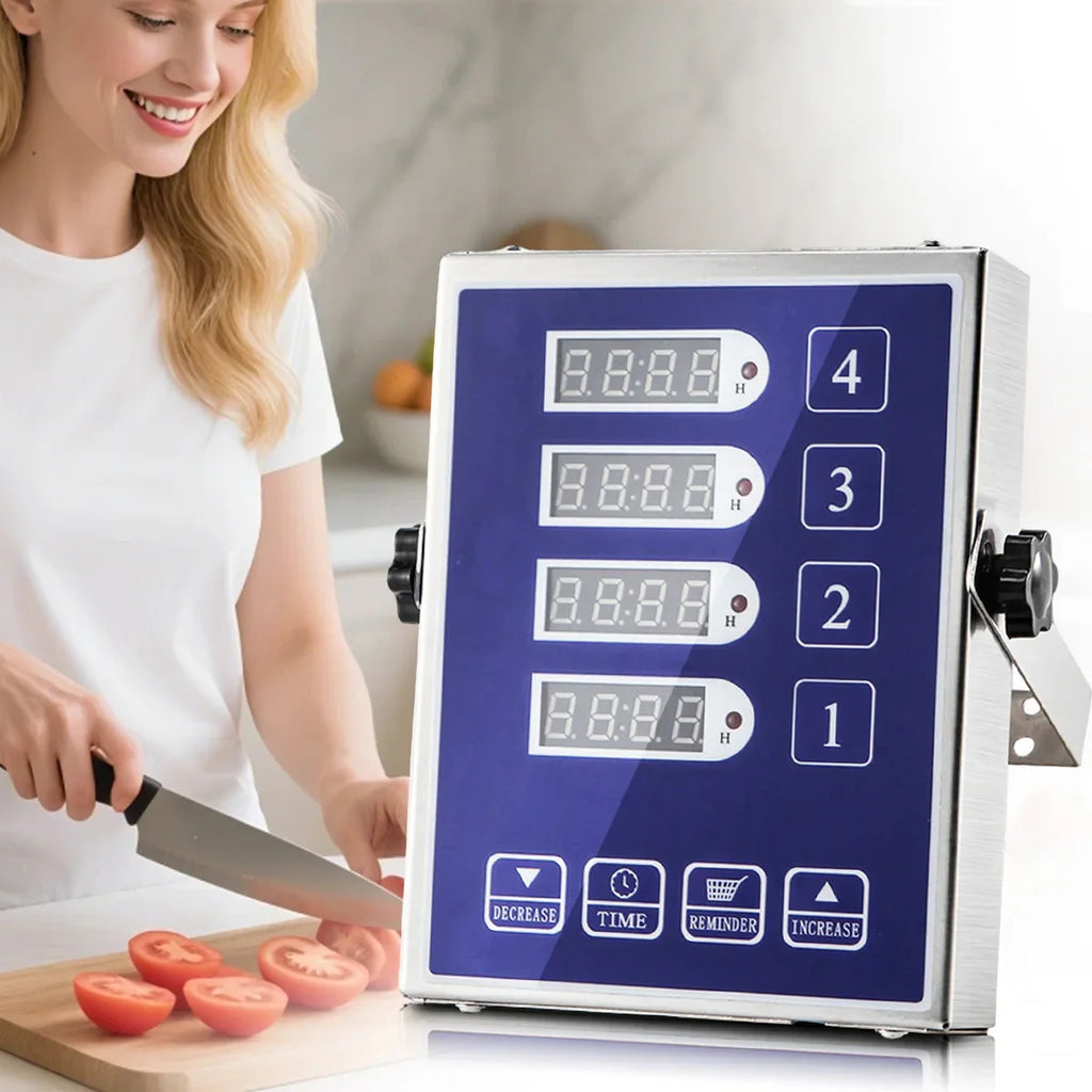 4-Channel Digital Kitchen Timer | LED Display, Loud Alarm
