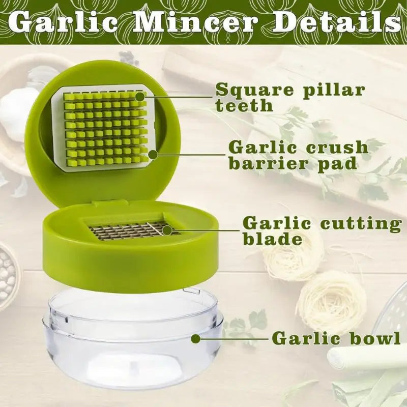 Manual Garlic Press Mincer with Storage Case | 3-in-1 Tool