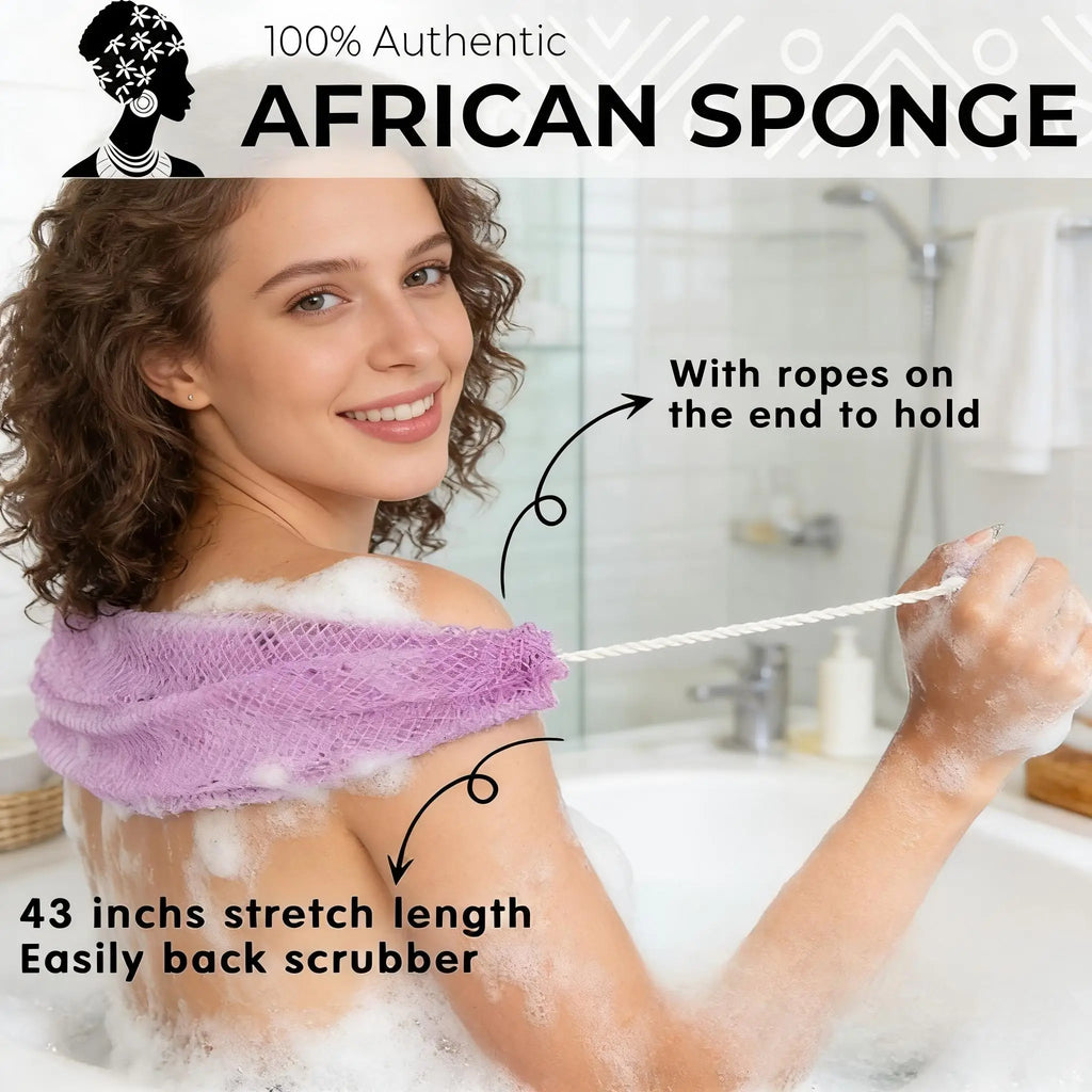 Exfoliating Body Scrub Set – African Mesh Back Scrubber & Sponge