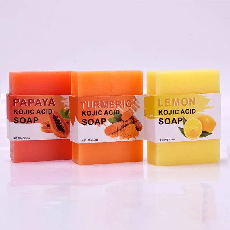 Ginger Papaya Lemon Natural Soap Set – 3 Bars, All Skin Types