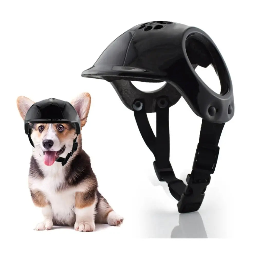 Plastic Pet Dog Helmets Ear Holes Solid Motorcycle Headgear Handsome