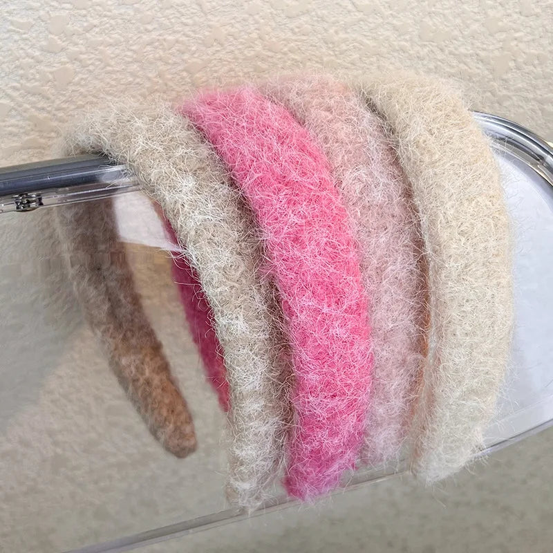 Women's Faux Mink Fur Wide Headband – Warm Plush Hair Hoop