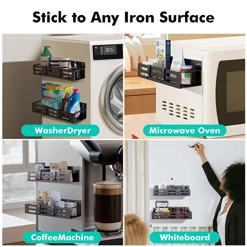 Magnetic Side Shelf for Fridge & Microwave – No Drill Storage