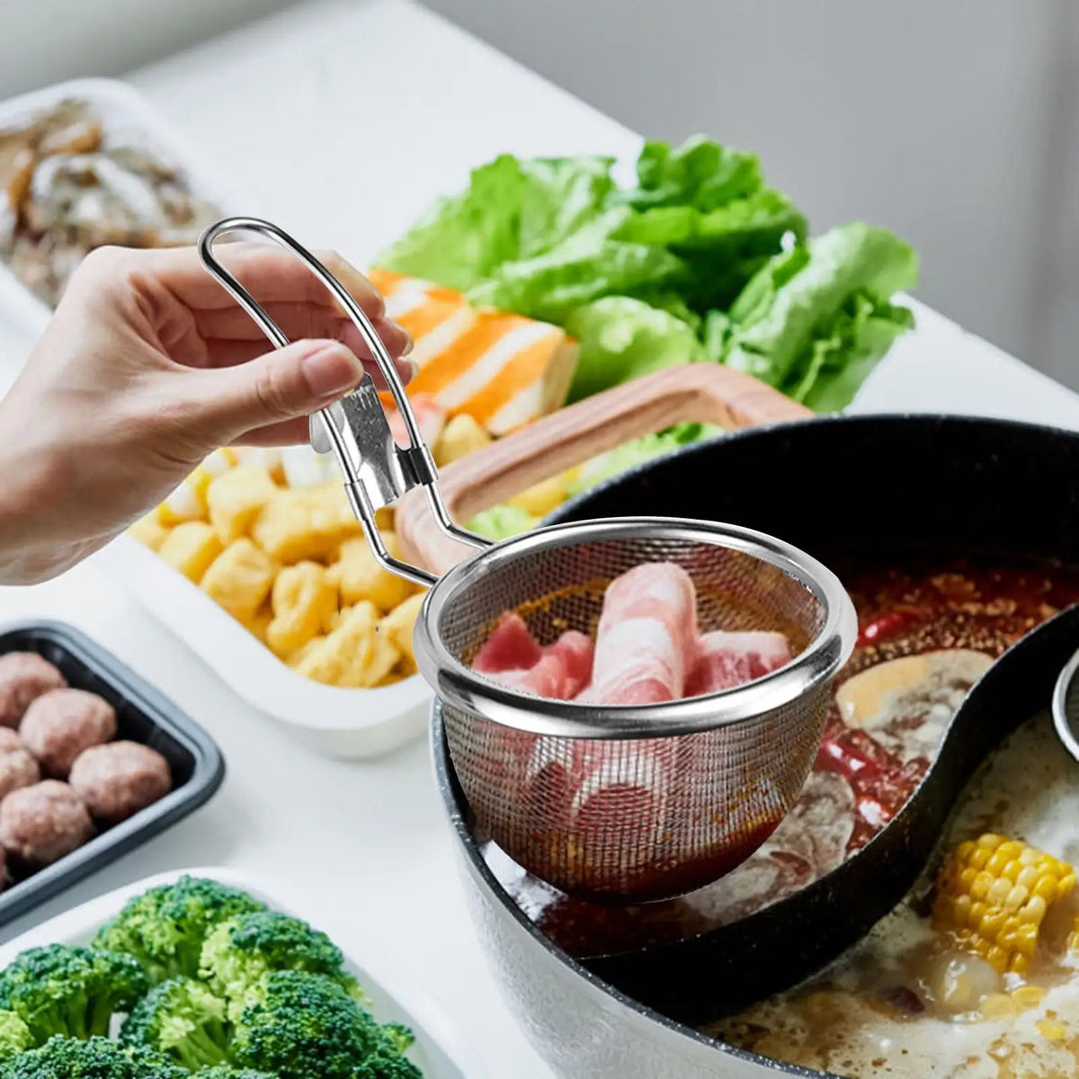 304 Stainless Steel Mesh Strainer Colander Scoop – Hot Pot & Frying