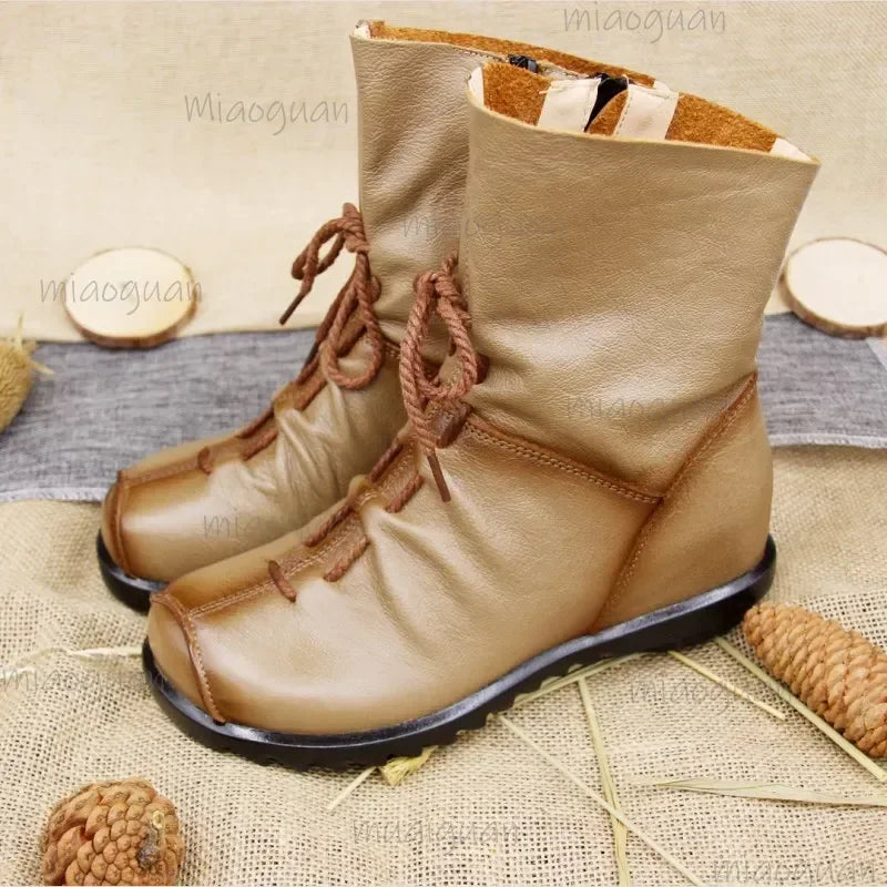 Retro Women's Mid-Calf Winter Boots – Zipper Thermal Boots