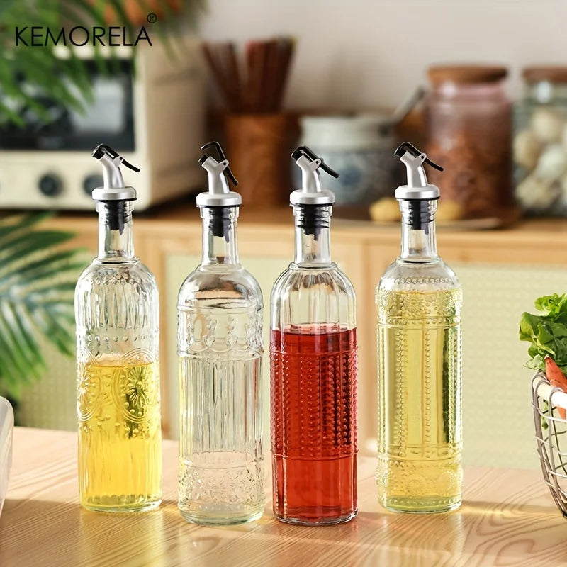 Vintage Glass Oil Dispenser Bottle – Leak-Proof Olive Oil Vinegar