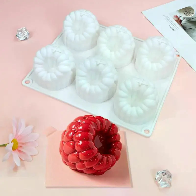 6-Cavity Silicone Raspberry Mold – Non-Stick Baking & Jelly Mold