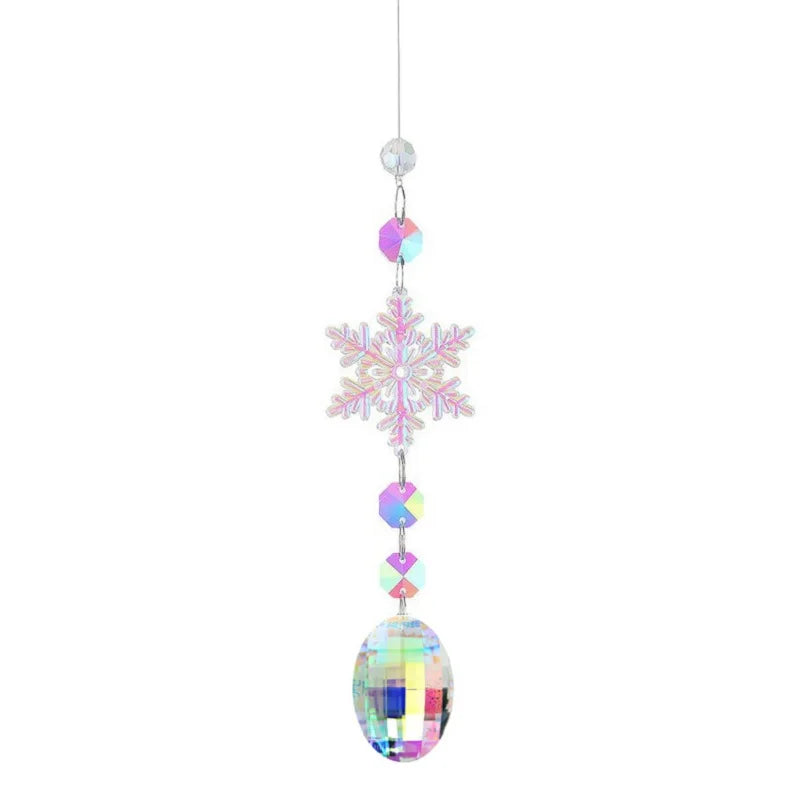 Creative Christmas Colorful Snowflake Pendant Acrylic Glass Rainbow