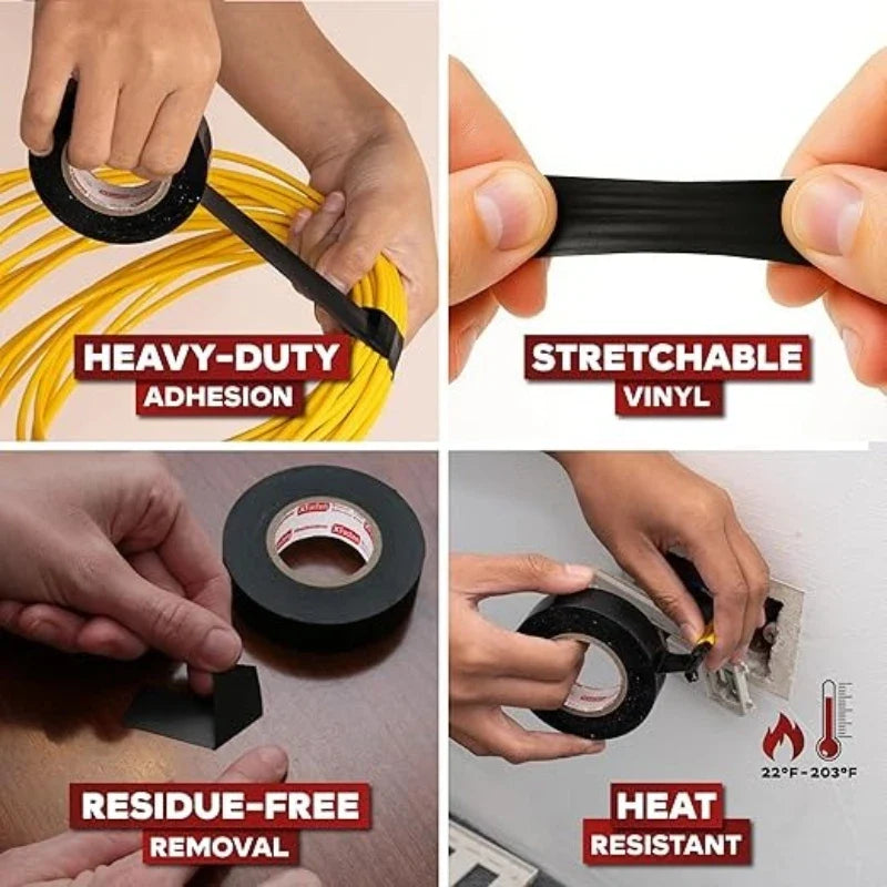 Black PVC Electrical Insulating Tape 6m Roll – 600V Rated