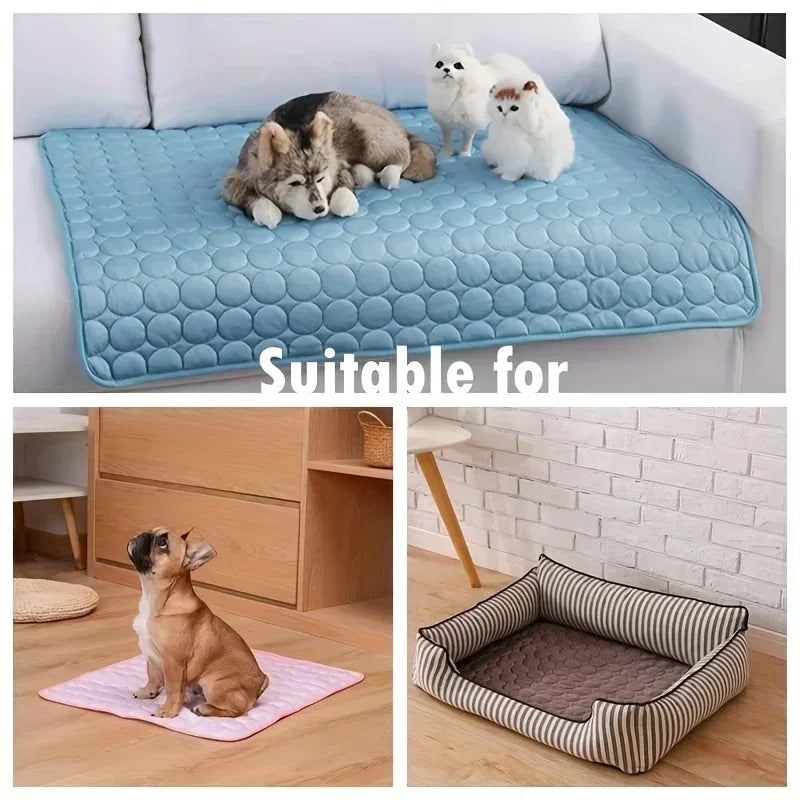 Summer Pet Cooling Mat – Ice Silk Dog & Cat Cushion Bed