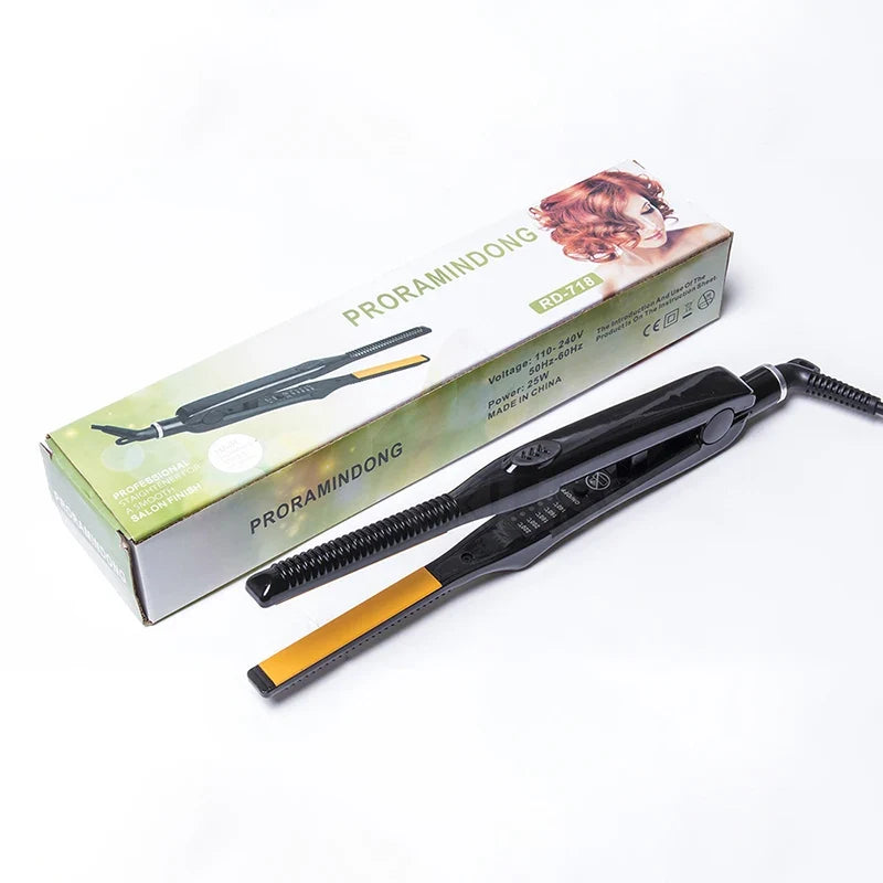2-in-1 Ceramic Flat Iron Hair Straightener & Pencil Curler
