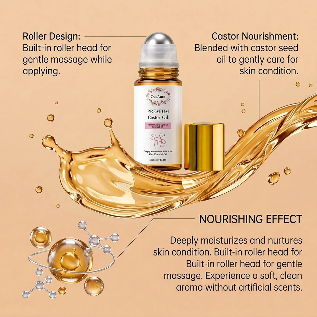 Organic Castor Oil Rollerball – Hydrating & Nourishing 50ml