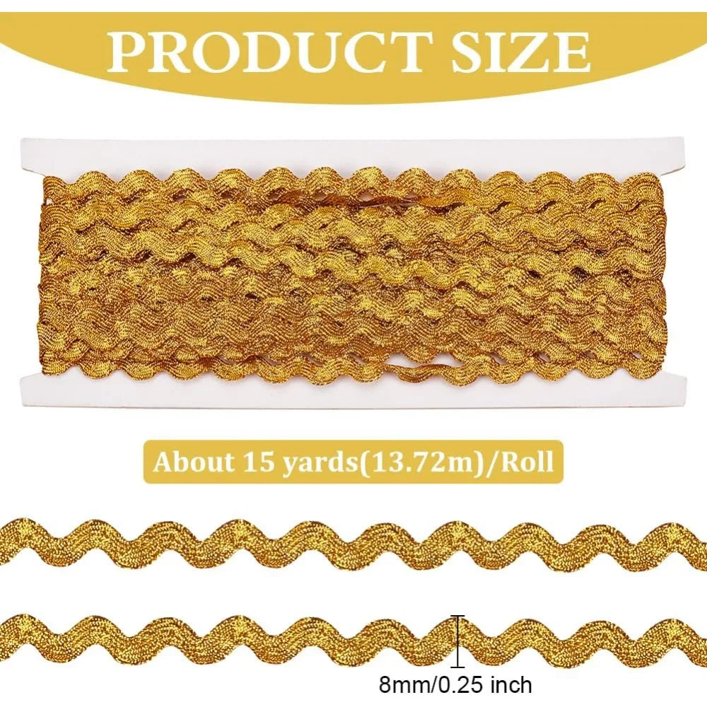 15 Yards Wavy Fringe Trim Ribbon – Goldenrod Polyester Lace
