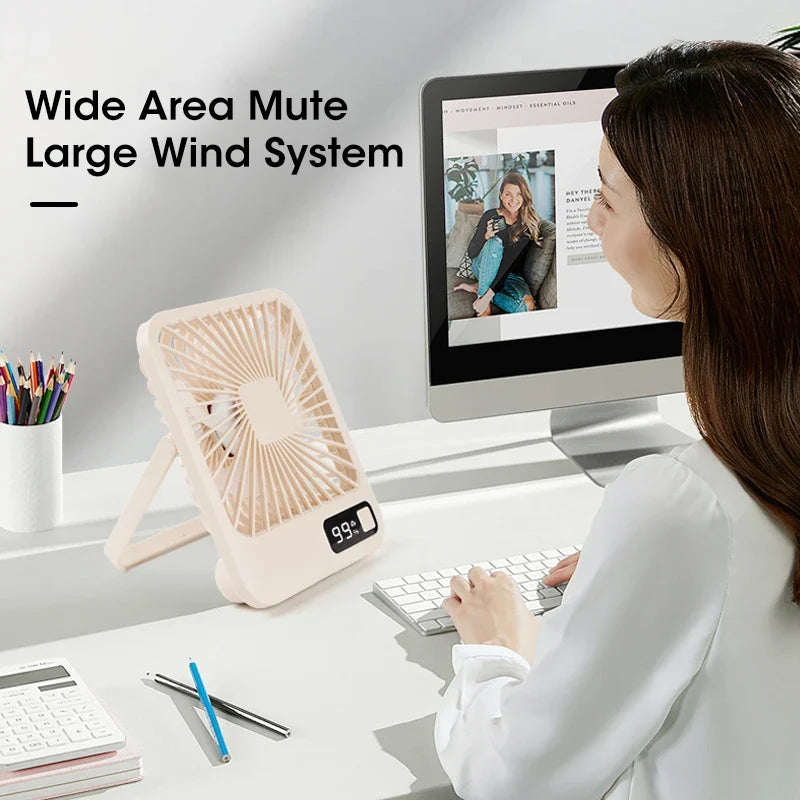 Rechargeable Foldable Desktop Fan | 5-Speed Type-C LED Display