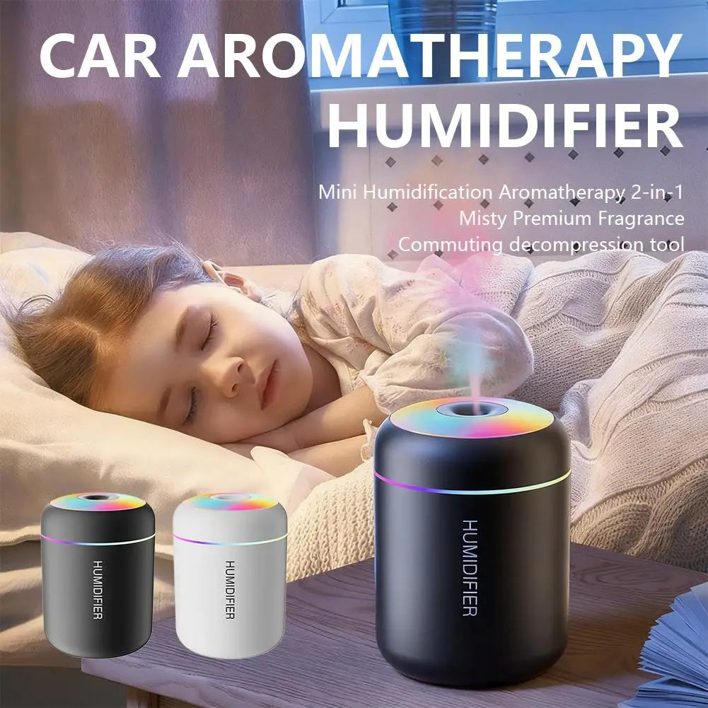 Mini USB Aroma Diffuser Humidifier | 7-Color LED | Car & Home