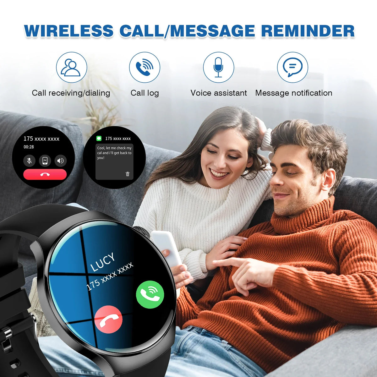 LOMAXFR HD Touch Smart Watch – Calls, Music & Fitness