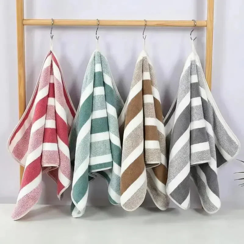 Striped Microfiber Towel Set – Quick-Dry Bath & Face Towels