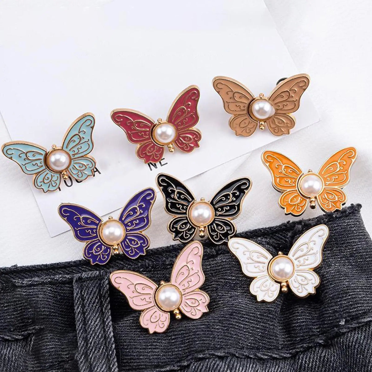 8-Pack Butterfly Waist Tightener Clips | No-Sew Alloy Adjusters