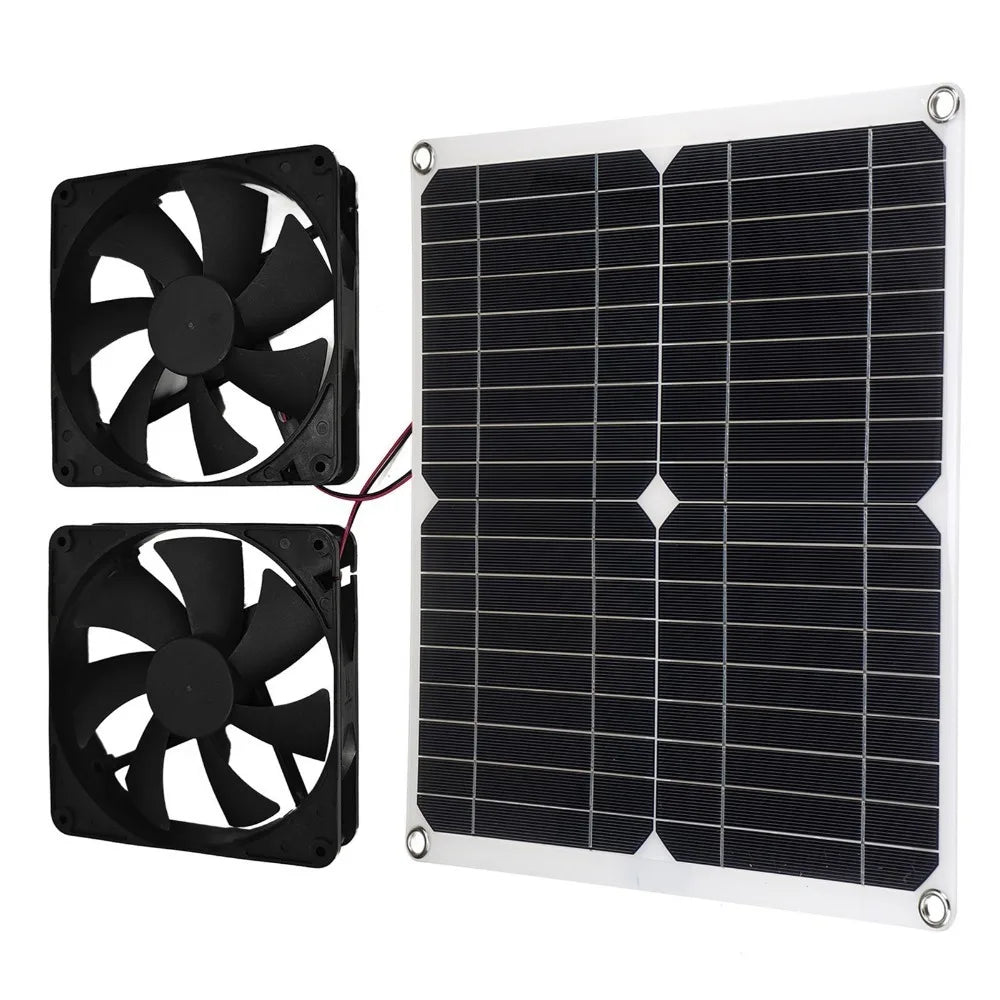 12W Solar Dual Fan Kit – IP65 Waterproof Greenhouse Ventilation
