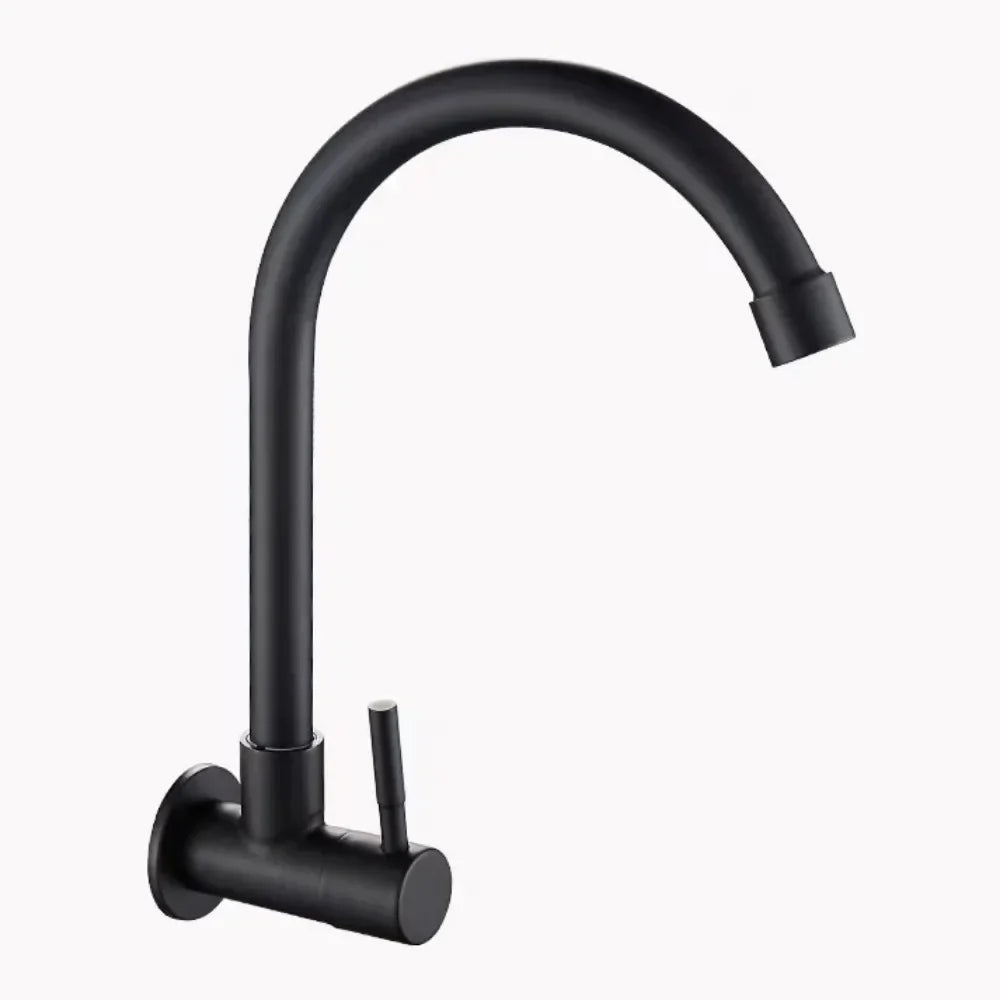 Universal Plastic Kitchen Faucet Rotating Black Single Cold Water