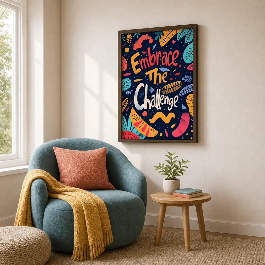 Nordic Motivational Quote Canvas Wall Art | Colorful Poster Print